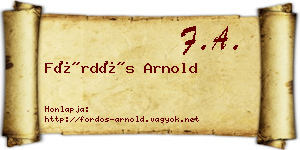 Fördős Arnold névjegykártya